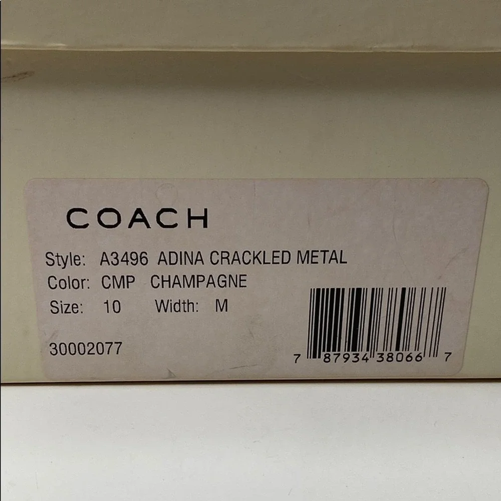 Coach Adina Crackled Metallic Champagne Leather Pointed‎ Toe Pumps Shimmer Sz 10